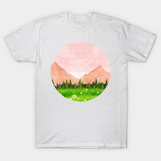 Pink Landscape T-Shirt by KatherineBlowerDesigns